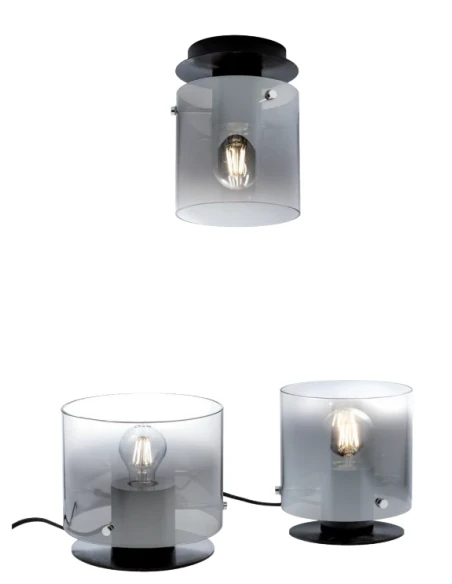 Redo Group - Lou Ceiling Lamp - Brushed Black / Smoked Shade