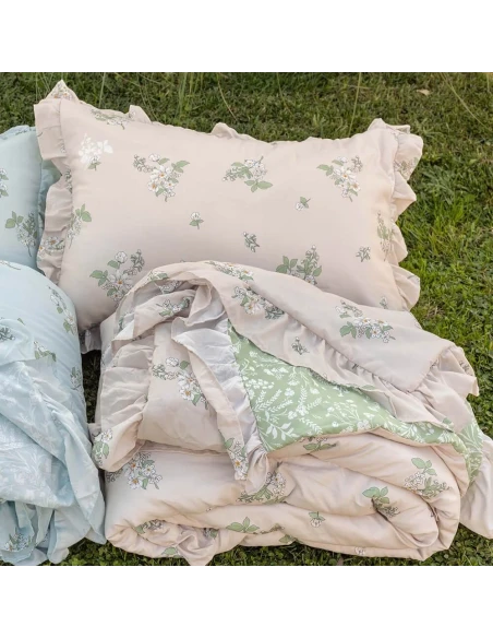 L'atelier 17 - Double-Sided Quilt with Herbe Pillowcases - 260 x 260