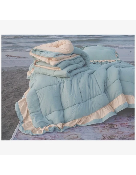 L'atelier 17 - Cloud Quilt 260X260 - Light Blue / Biscuit