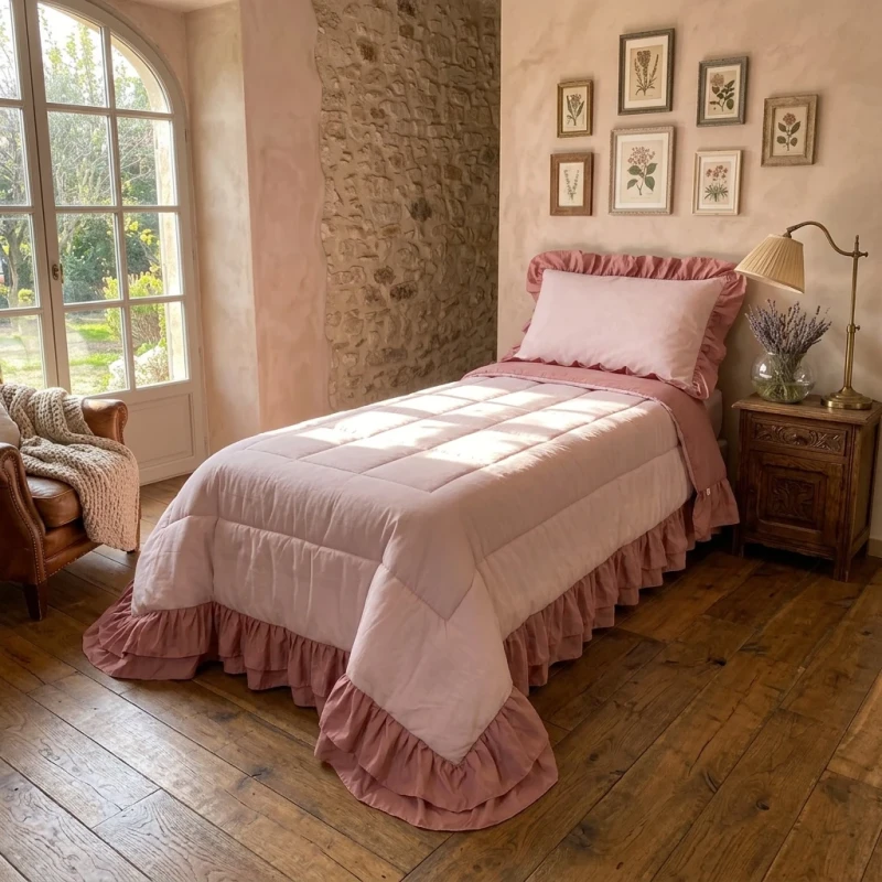 L'atelier 17 - Trapunta Rouches Con Federe 220 x 260 - Rosa