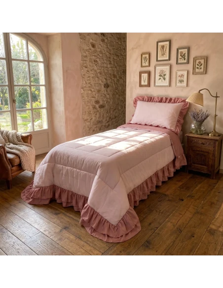 L'atelier 17 - Trapunta Rouches Con Federe 220 x 260 - Rosa