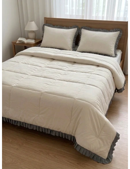 Blanc MariClò - Double-Sided Microfiber Quilt - Cream and Gray