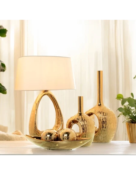 Camacho - Centrotavola in Ceramica Dorata - 39 x 13 x 7.5 cm