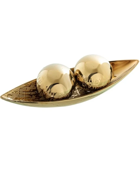 Camacho - Centrotavola in Ceramica Dorata - 39 x 13 x 7.5 cm