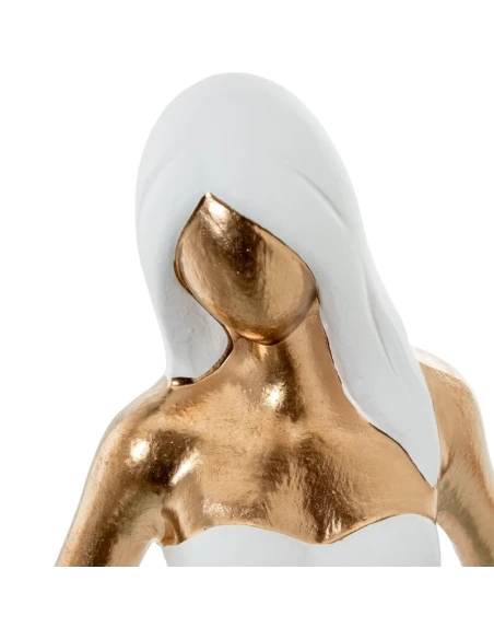 Camacho - White/Gold Ceramic Woman Decoration - 19 x 10 x 44 cm