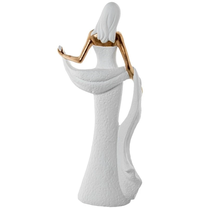Camacho - White/Gold Ceramic Woman Decoration - 19 x 10 x 44 cm