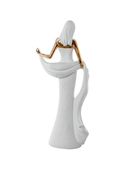 Camacho - White/Gold Ceramic Woman Decoration - 19 x 10 x 44 cm