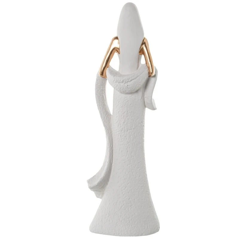 Camacho - White/Gold Ceramic Woman Decoration - 15 x 10 x 44 cm
