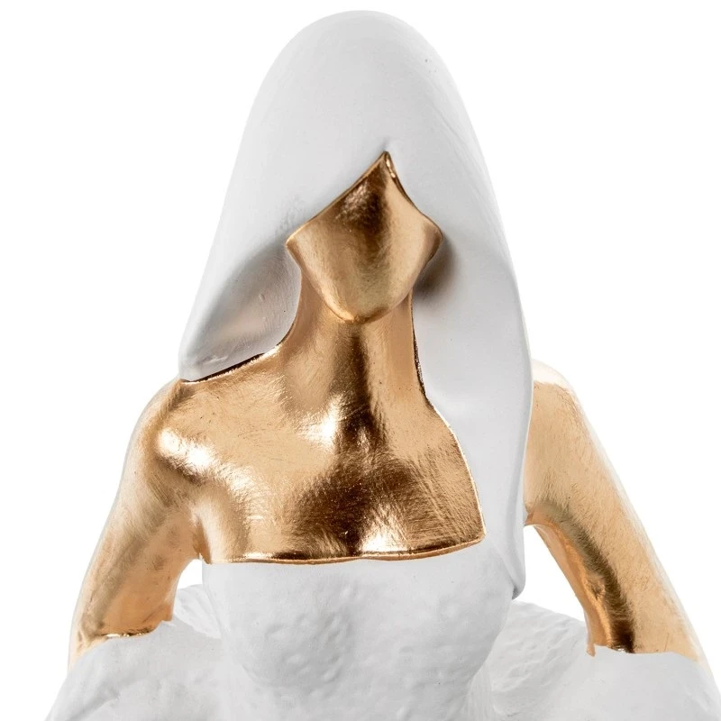 Camacho - White/Gold Ceramic Woman Decoration - 15 x 10 x 44 cm