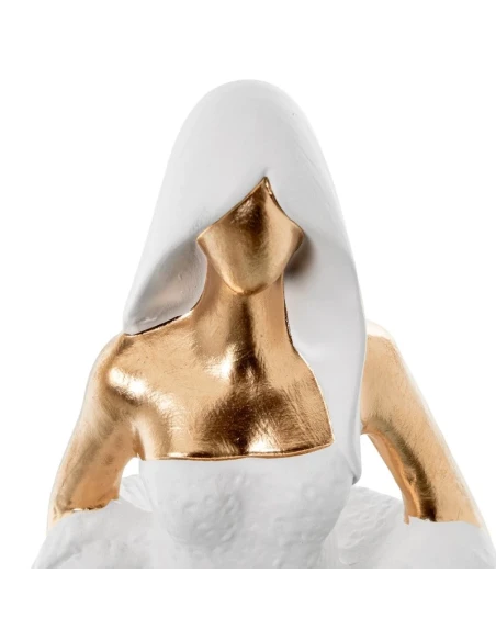 Camacho - Decorazione Ceramica Donna Bianco/Oro - 15 x 10 x 44 cm