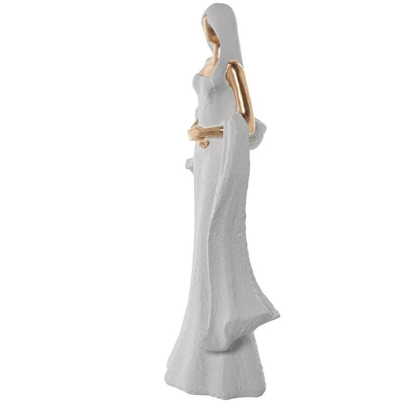 Camacho - White/Gold Ceramic Woman Decoration - 15 x 10 x 44 cm