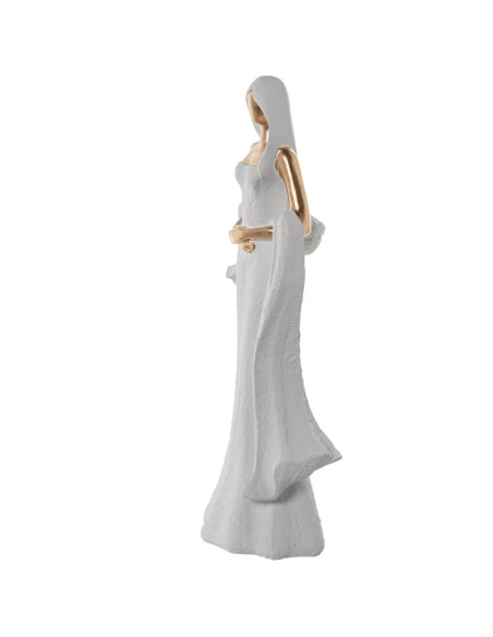 Camacho - White/Gold Ceramic Woman Decoration - 15 x 10 x 44 cm