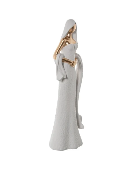 Camacho - White/Gold Ceramic Woman Decoration - 15 x 10 x 44 cm