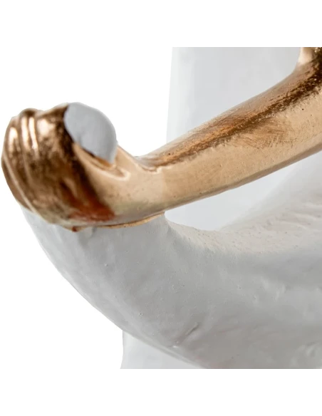 Camacho - White/Gold Ceramic Woman Decoration - 15 x 10 x 44 cm