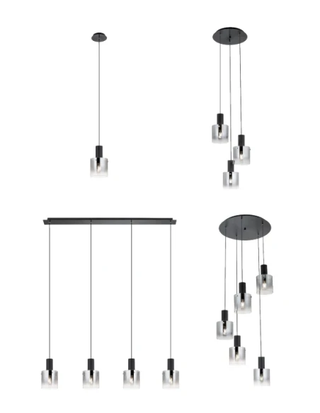 Redo Group - Lou Single Pendant Lamp - Brushed Black / Smoked Shade