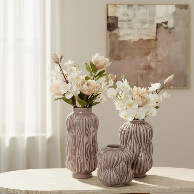 Camacho - Ceramic Vase H 38 cm - Bright Antique Pink