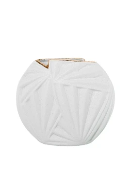 Camacho - Ceramic Palma Vase H 23 cm - Sand White/Gold