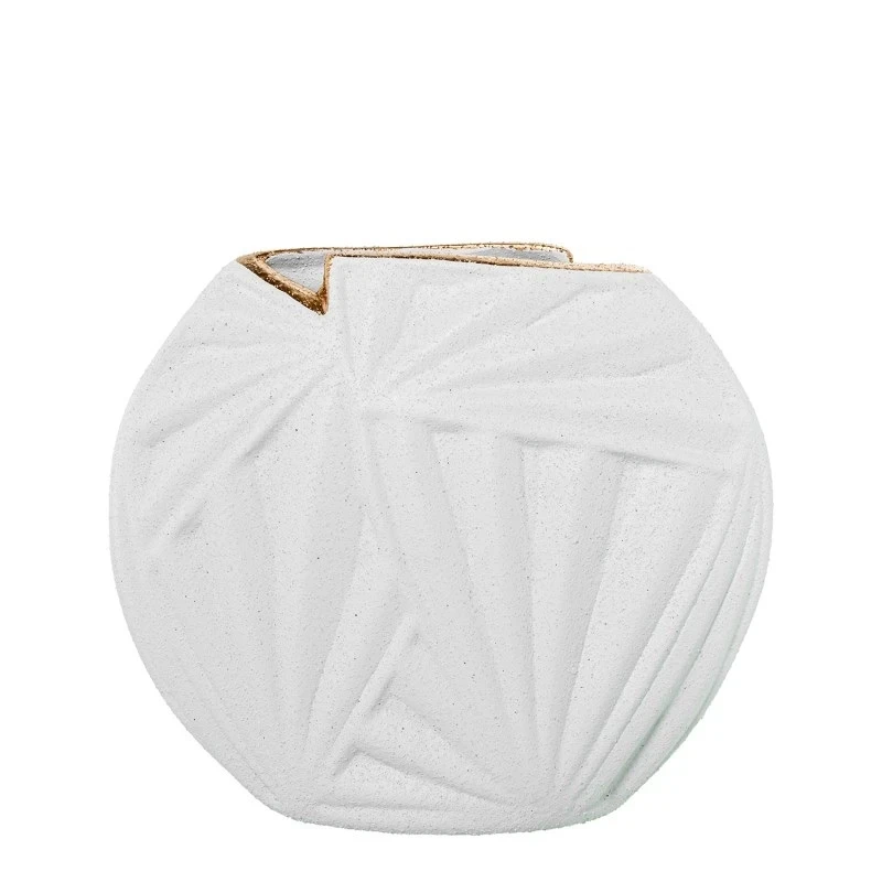 Camacho - Ceramic Palma Vase H 23 cm - Sand White/Gold
