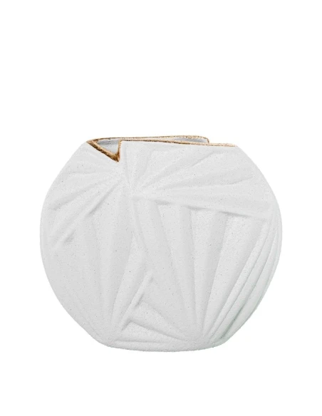 Camacho - Ceramic Palma Vase H 23 cm - Sand White/Gold