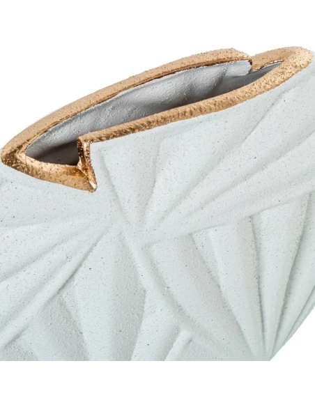 Camacho - Vaso Palma in Ceramica H 23 cm - Bianco Sabbia/Oro