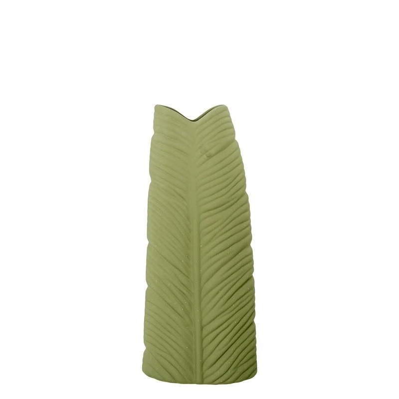 Camacho - Vaso in Ceramica Impermeabile Foglia H 50 cm - Verde
