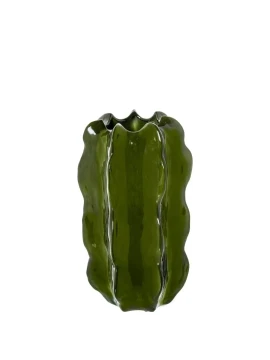 Camacho - Vaso Cactus in Ceramica H 40 cm - Verde Scuro Lucido