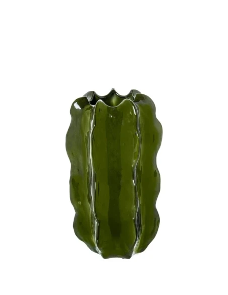 Camacho - Vaso Cactus in Ceramica H 40 cm - Verde Scuro Lucido