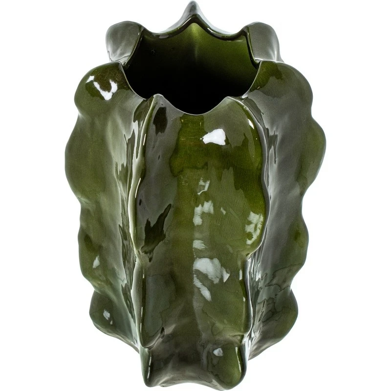 Camacho - Ceramic Cactus Vase H 40 cm - Glossy Dark Green