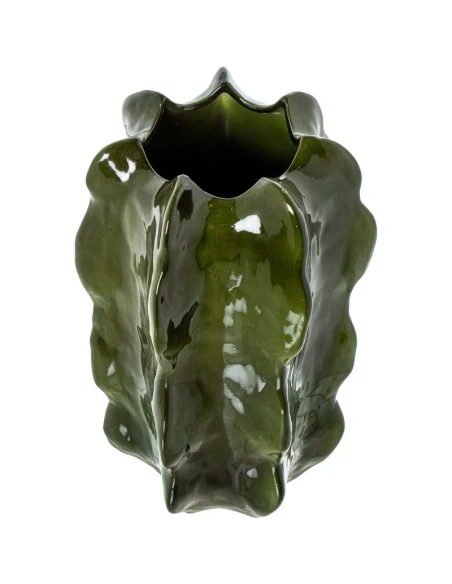 Camacho - Vaso Cactus in Ceramica H 40 cm - Verde Scuro Lucido