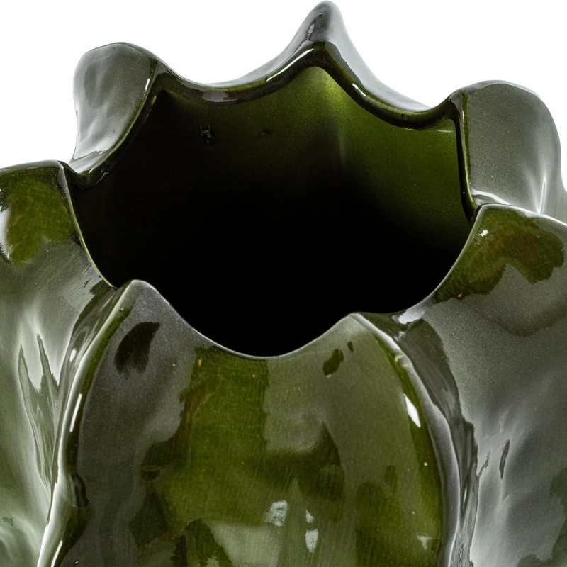 Camacho - Vaso Cactus in Ceramica H 40 cm - Verde Scuro Lucido