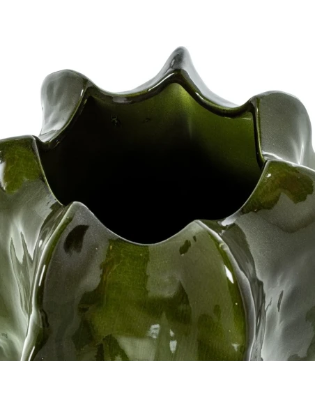 Camacho - Ceramic Cactus Vase H 40 cm - Glossy Dark Green