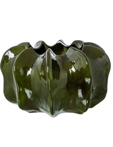 Camacho - Centrotavola Cactus in Ceramica H 20 cm - Verde Scuro Lucido