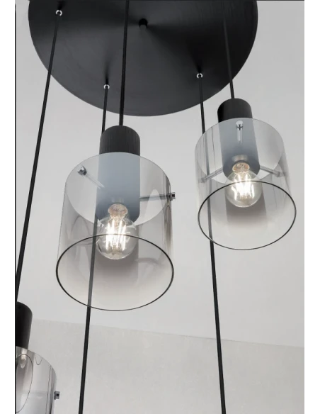 Redo Group - Lou Multiple Pendant Lamp - Brushed Black / Smoked Shade