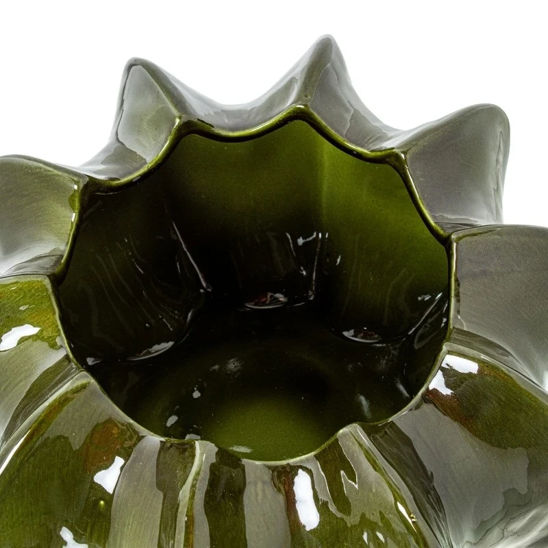 Camacho - Centrotavola Cactus in Ceramica H 20 cm - Verde Scuro Lucido