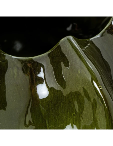 Camacho - Centrotavola Cactus in Ceramica H 20 cm - Verde Scuro Lucido