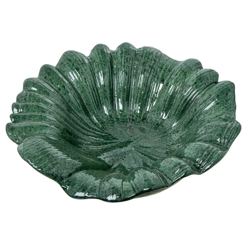 Camacho - Centrotavola in Ceramica Foglie - Verde Marmorizzato