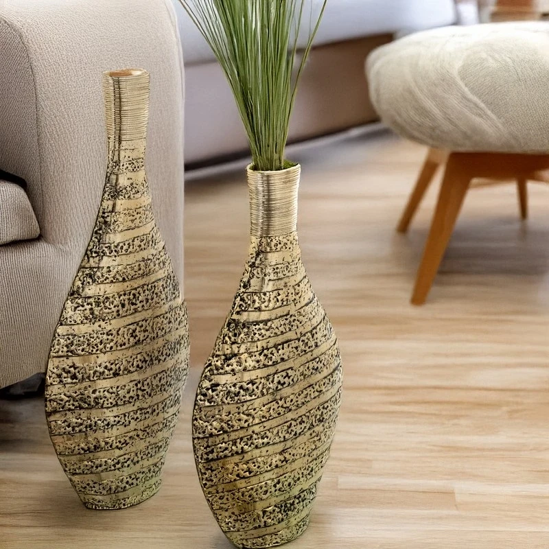 Camacho - Vaso in Alluminio H 66 cm - Dorato