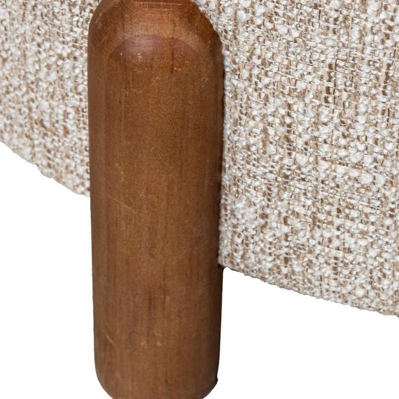 Camacho - Pouf Piccolo Lino Beige e Legno - H 28 cm