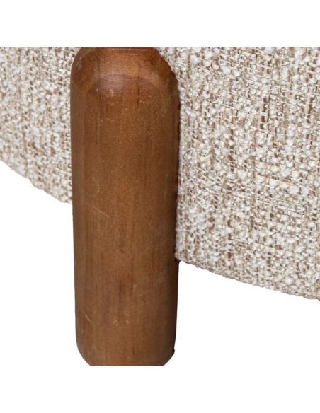 Camacho - Pouf Piccolo Lino Beige e Legno - H 28 cm