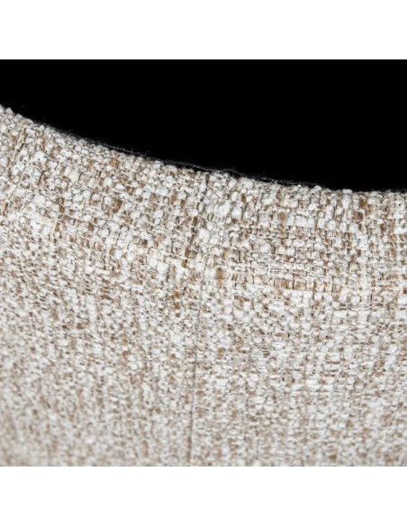 Camacho - Pouf Grande in Lino Beige e Legno H 38 cm