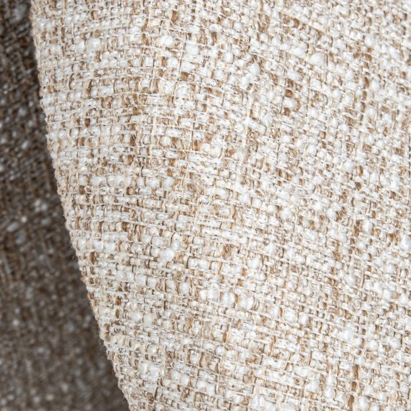 Camacho - Large Beige Linen and Wood Pouf H 38 cm
