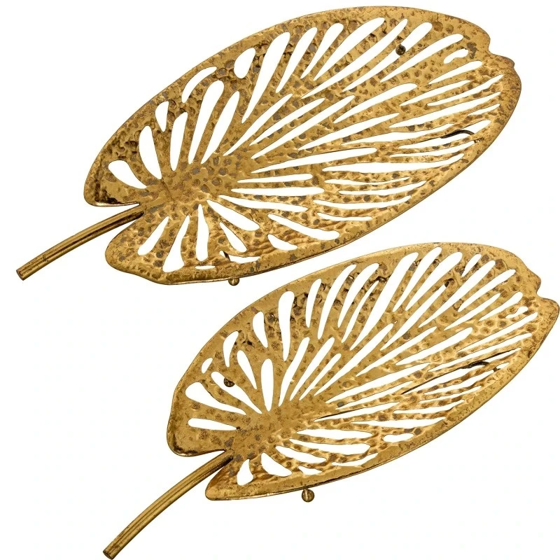 Camacho - Large Leaf Metal Tray - Gold