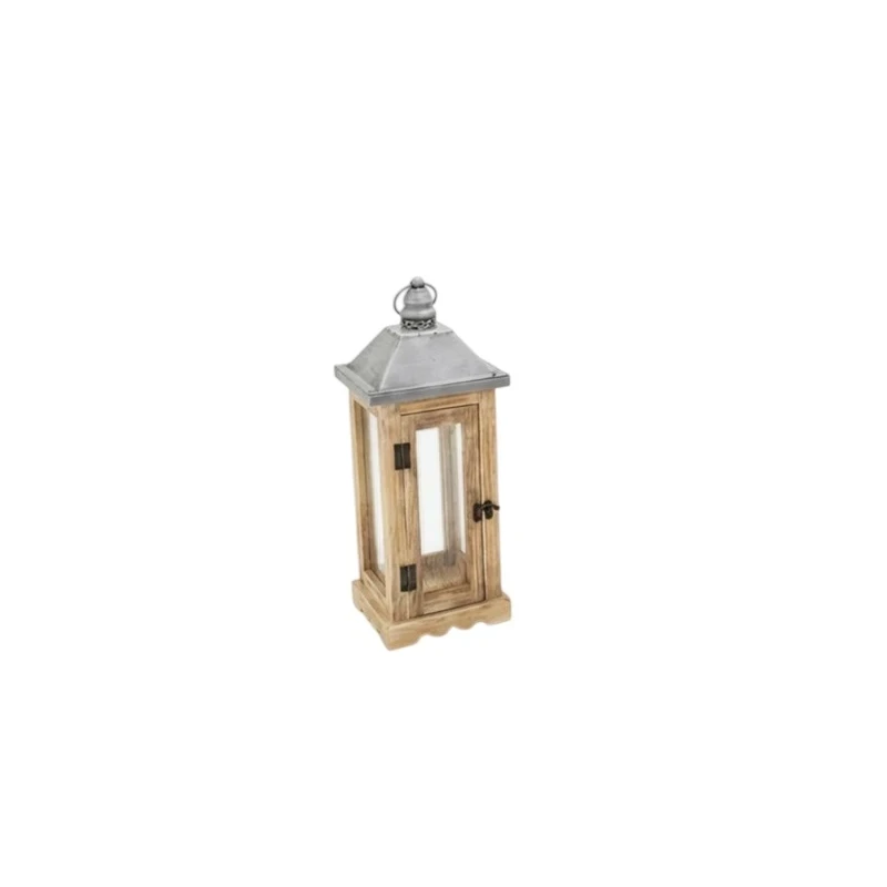 Camacho - Lanterna in Legno Naturale - 16 x 16 x 43 cm