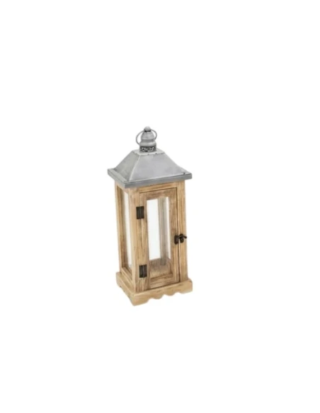 Camacho - Lanterna in Legno Naturale - 16 x 16 x 43 cm