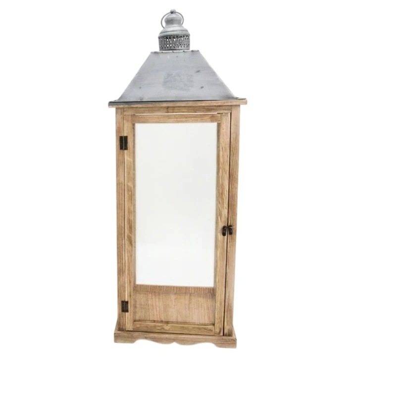 Camacho - Natural Wood Lantern - 32 x 32 x 87 cm