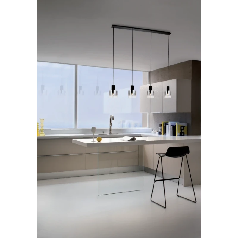 Redo Group - Lou Linear Pendant Lamp - Brushed Black / Smoked Shade