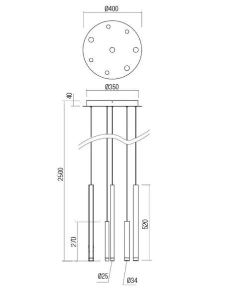 Redo Group - Madison Lampada a Sospensione Multipla - Oro Anodizzato