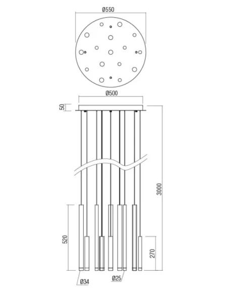 Redo Group - Madison Lampada a Sospensione Multipla - Oro Anodizzato