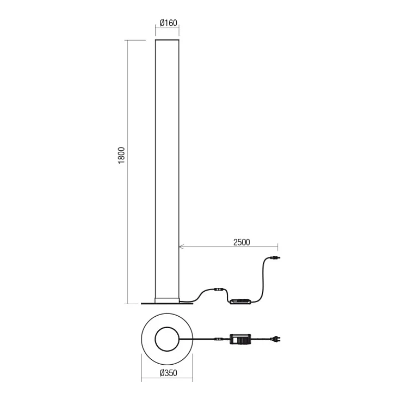 Redo Group - Pilon Lampada da Terra - Bianco Opaco