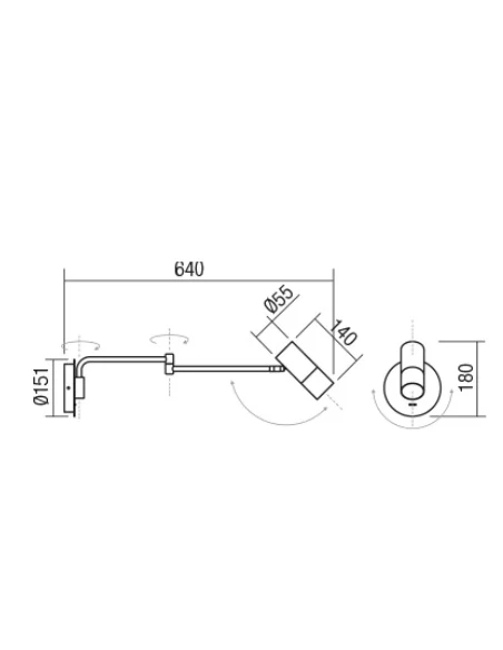 Redo Group - Pivot Lampada da Parete- Nero Opaco